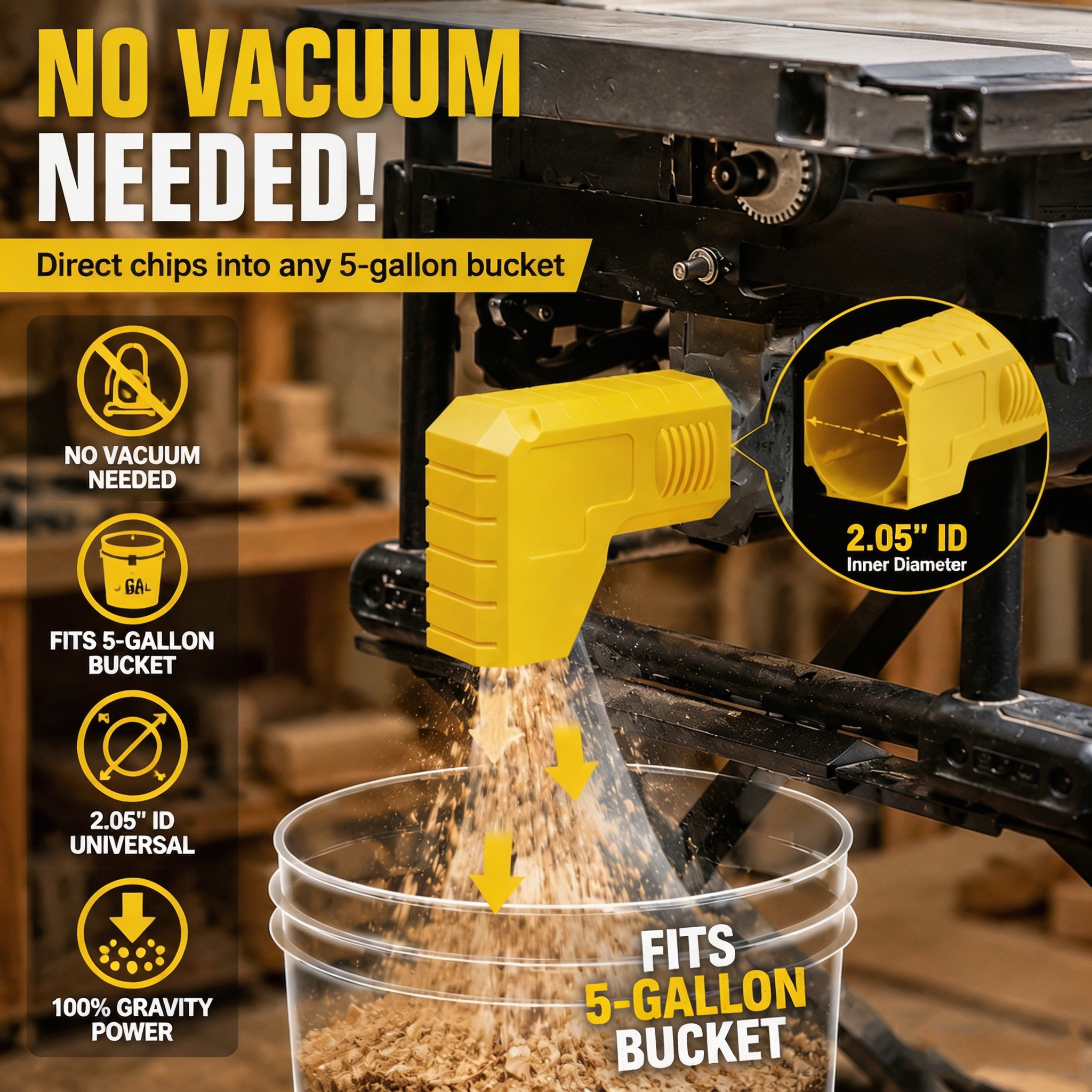 Woodworking Vacuum System - Table Saw Dust Collector 2.05 Inch