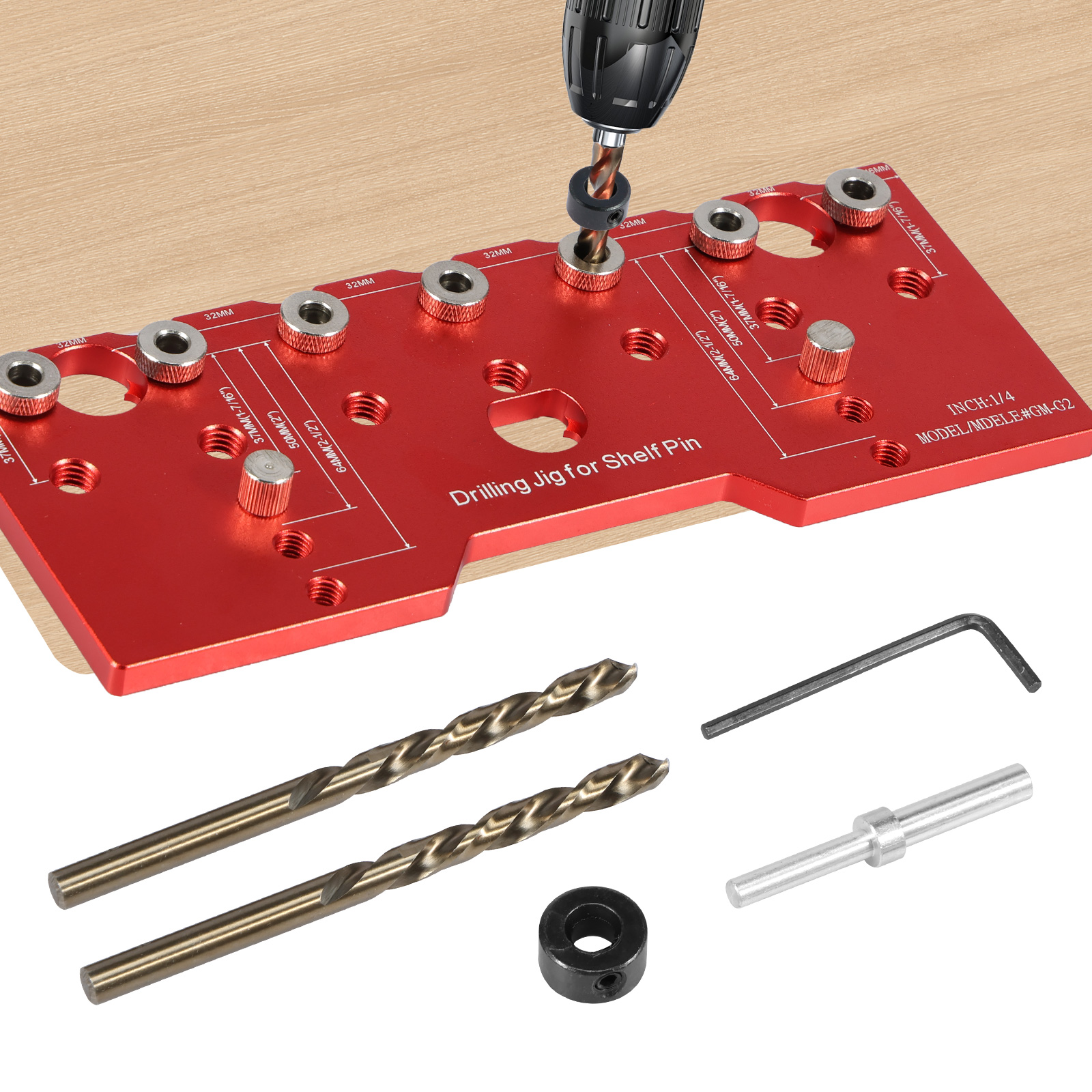 Woodworking Project Plans - Shelf Pin Jig 1/4in Aluminum Alloy