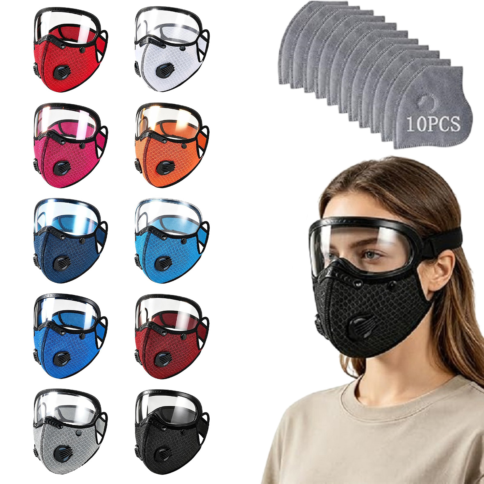Woodworking Face Shield - Reusable Carbon Filter Dust Mask w/