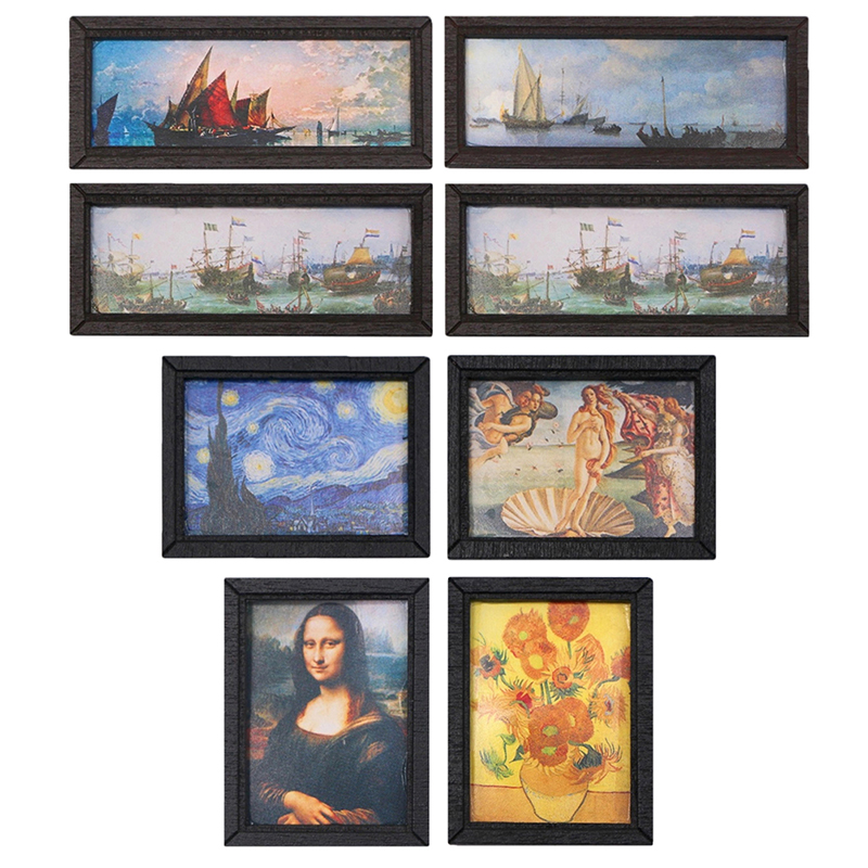 Woodworking Room - 8Pcs 1:12 Dollhouse Vintage Oil Painting