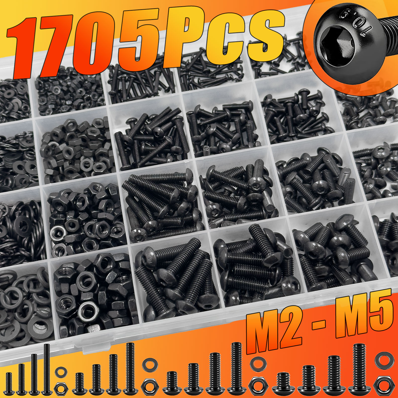 Woodworking Shop - 1705PCS Hex Button Head Screw Kit