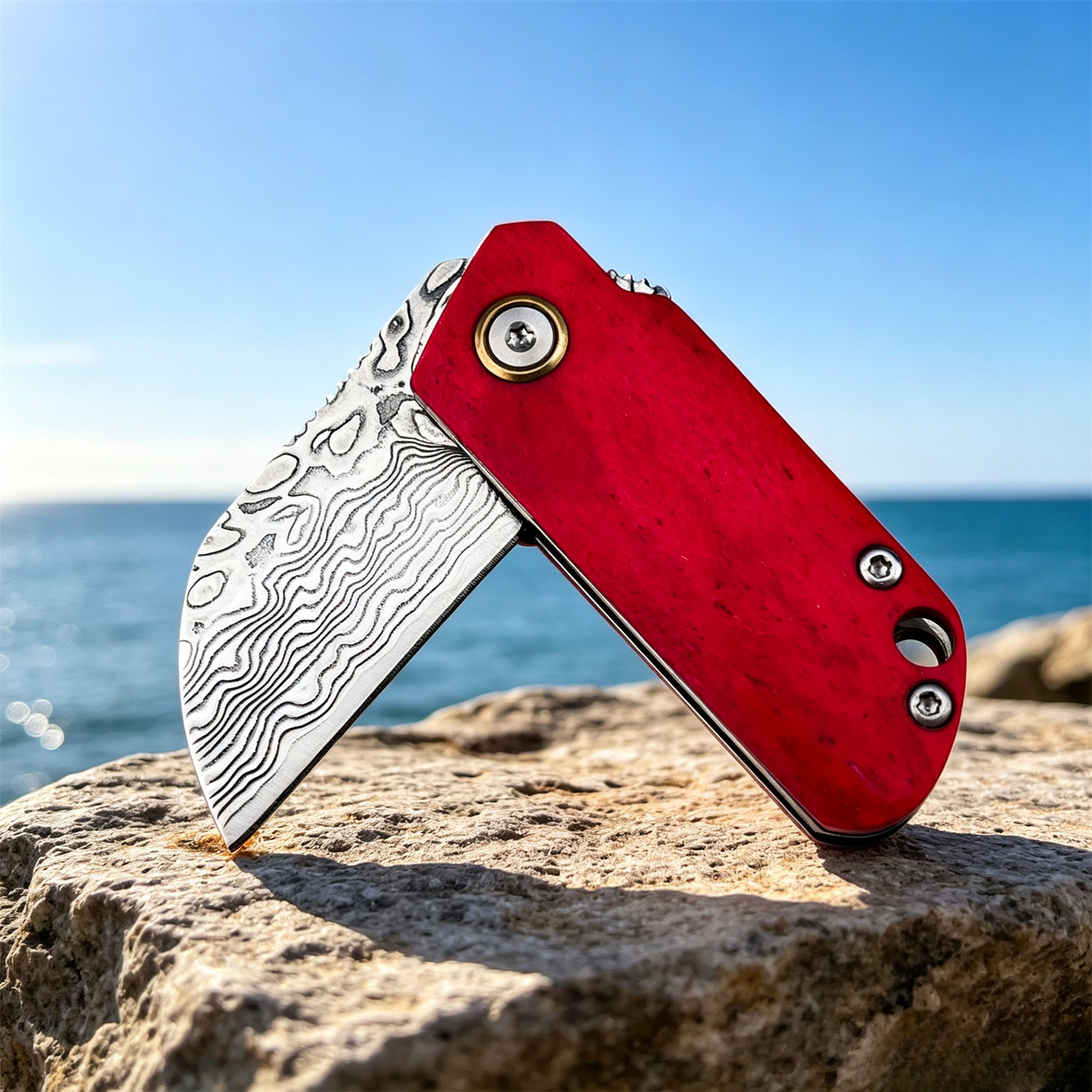Woodworking Artisans - Artisan Forged Damascus Folding Knife with