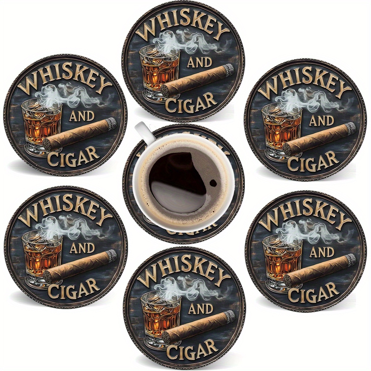 Woodworking Room - 2D Flat, 6pcs Whiskey and Cigar