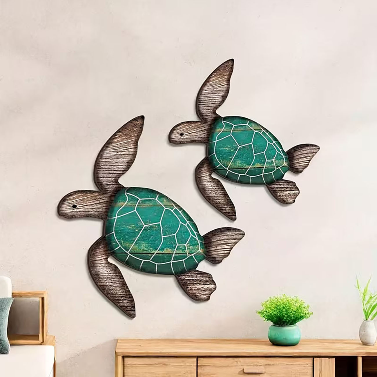 2Pcs Vintage Wooden Sea Turtle - مراجعة Woodworking Room وسعره