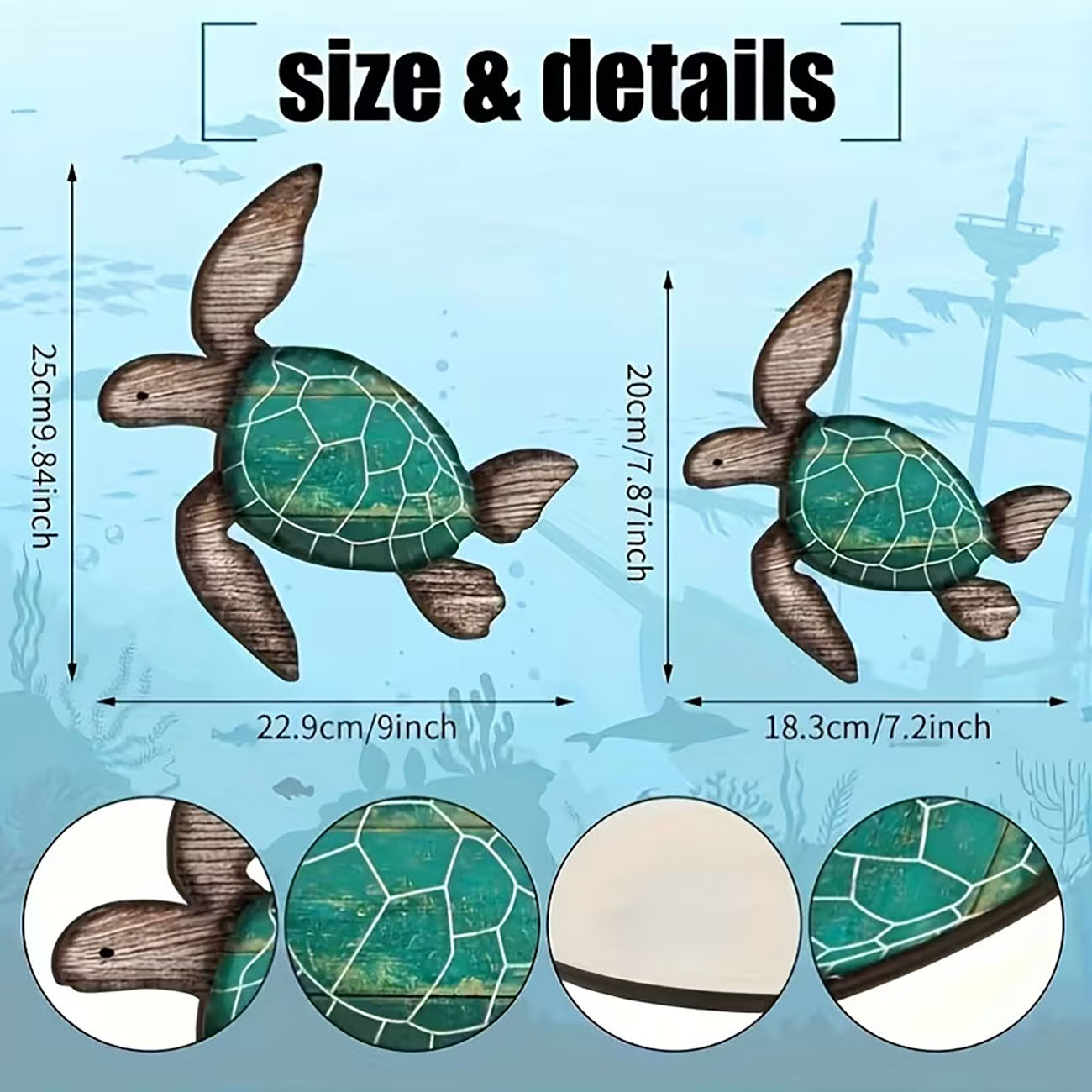 2Pcs Vintage Wooden Sea Turtle - مراجعة Woodworking Room وسعره