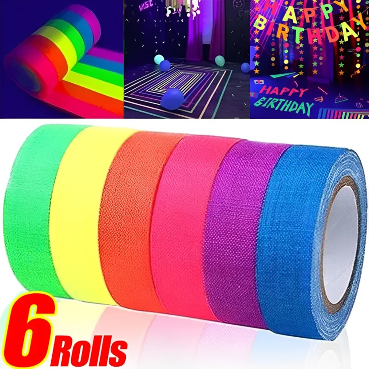 6-Pack Neon Fluorescent Tape S - مراجعة Woodworking Uv Light وسعره