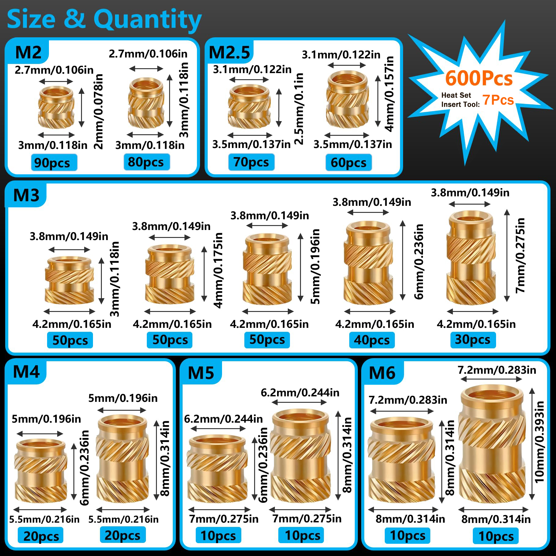 600Pcs M2-M6 Brass Threaded In - مراجعة Woodworking Shop وسعره