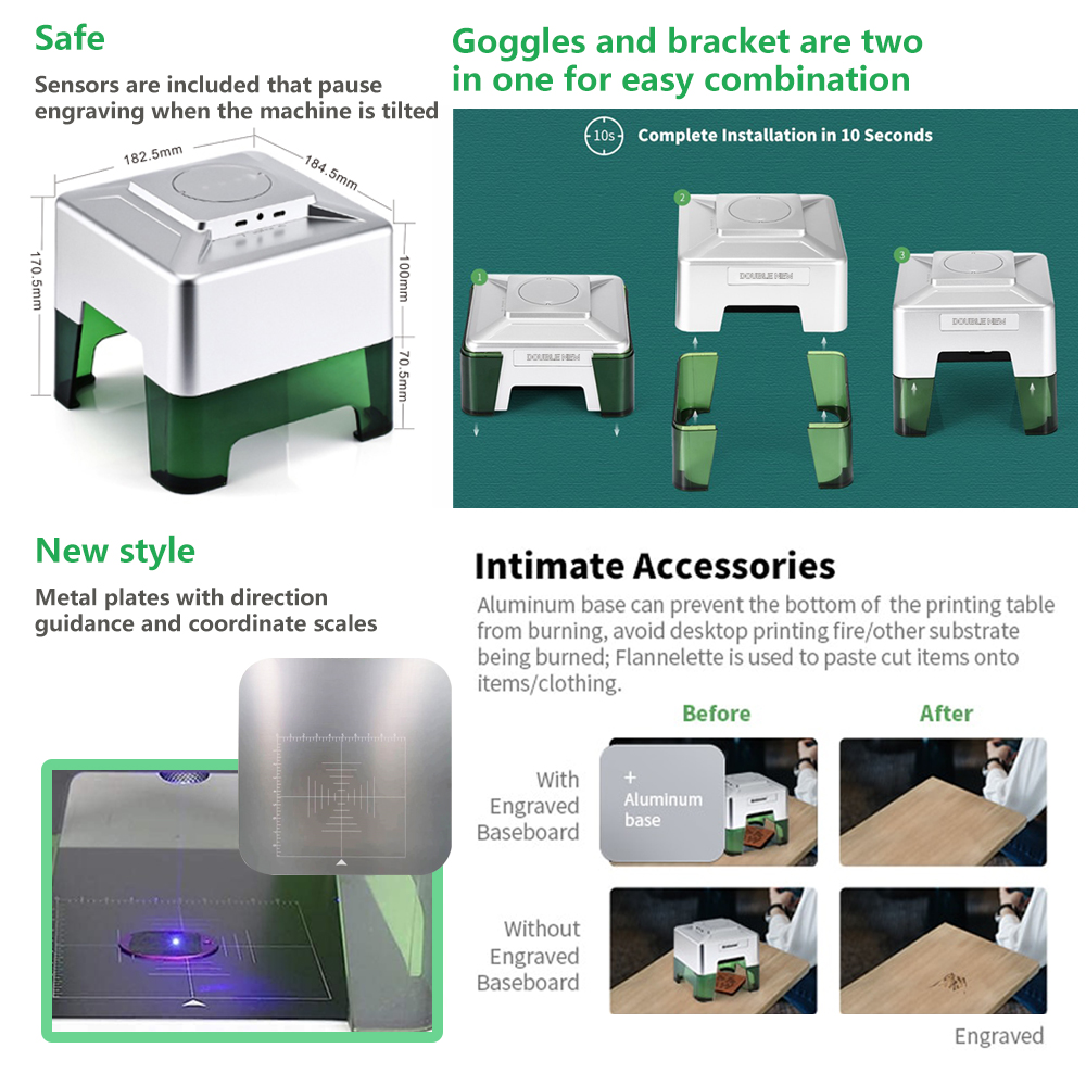 3W Mini Laser Engraver Portabl - مراجعة Woodworking Logos وسعره