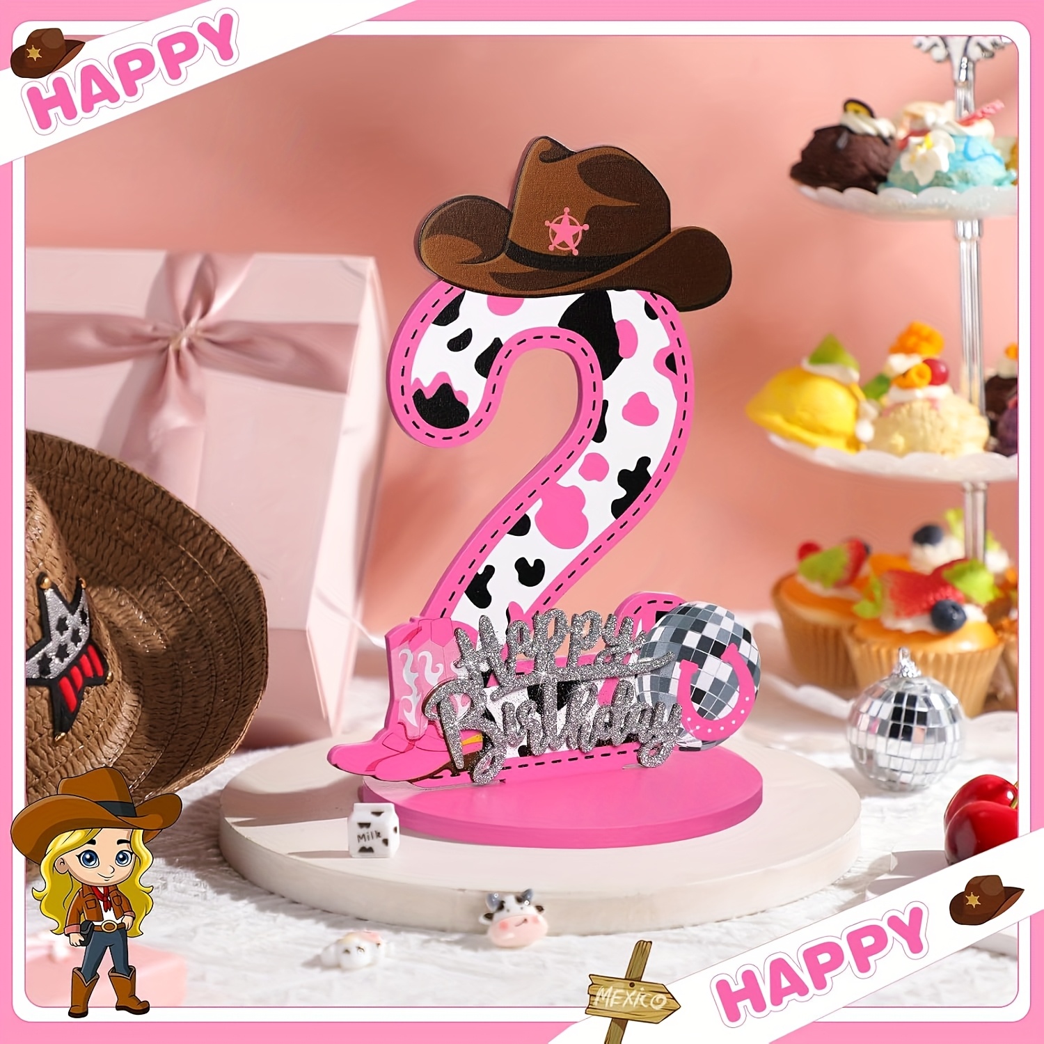1Pcs Western Cowboy 1-3 Birthd - مراجعة Woodworking Logos وسعره
