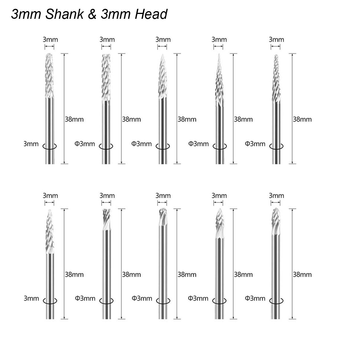 3mm Shank Tungsten Carbide Bur - مراجعة Woodworking Files And Rasps وسعره