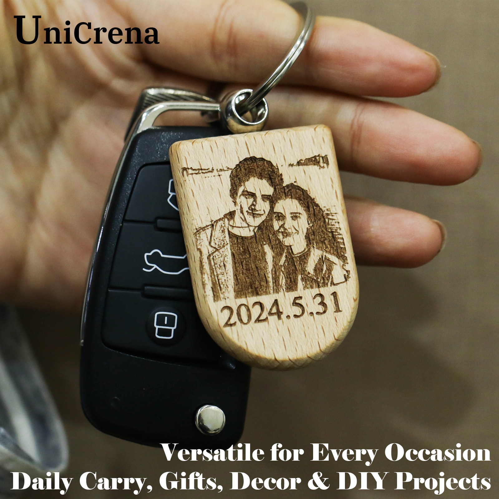 Unicrena Custom Photo Wood Key - مراجعة Woodworking Logos وسعره