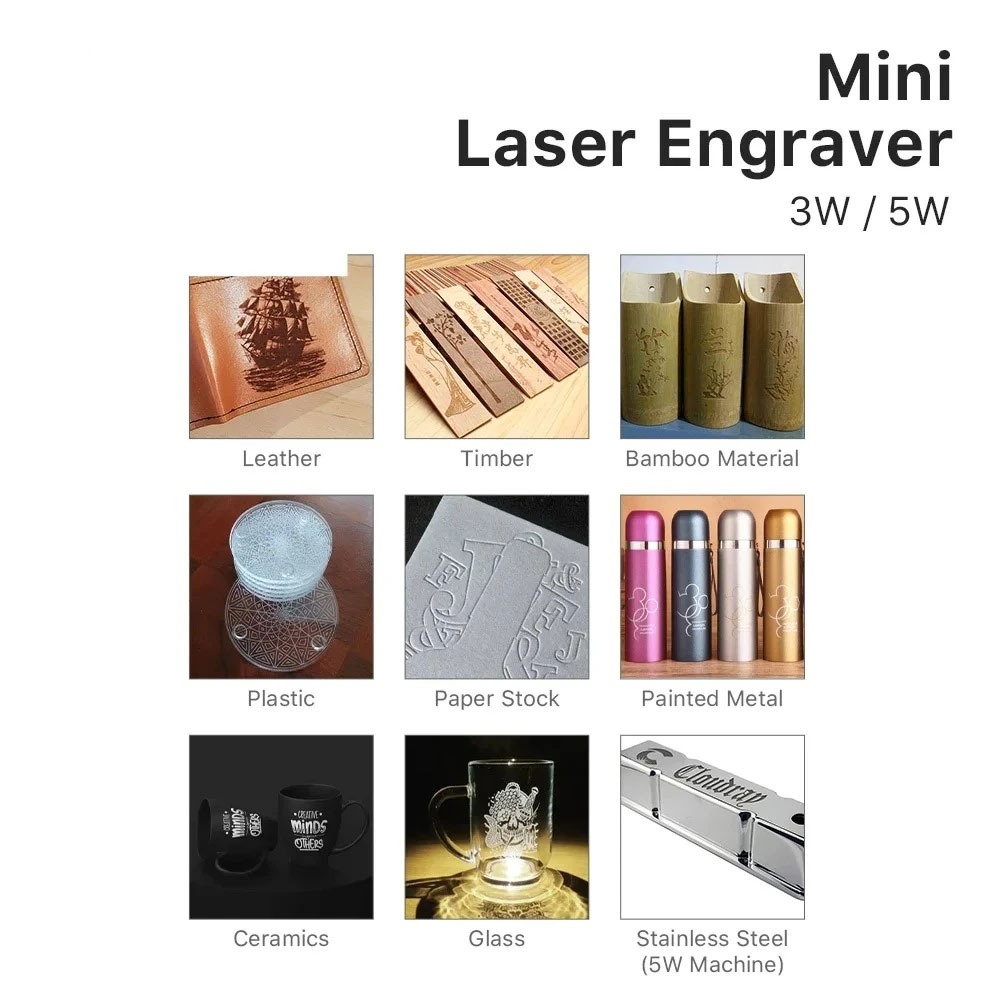 5000mW Mini CNC Laser Engraver - مراجعة Woodworking Logos وسعره