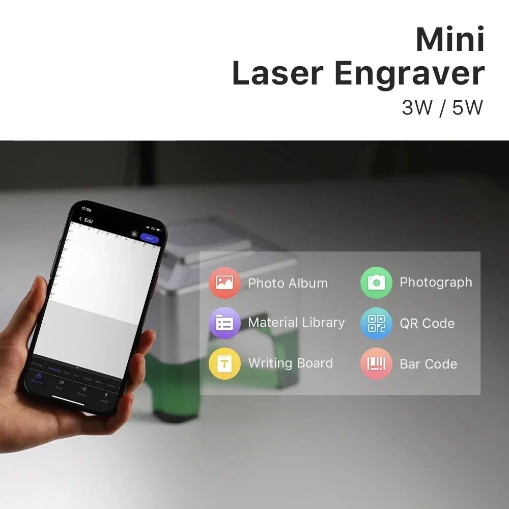 5000mW Mini CNC Laser Engraver - مراجعة Woodworking Logos وسعره