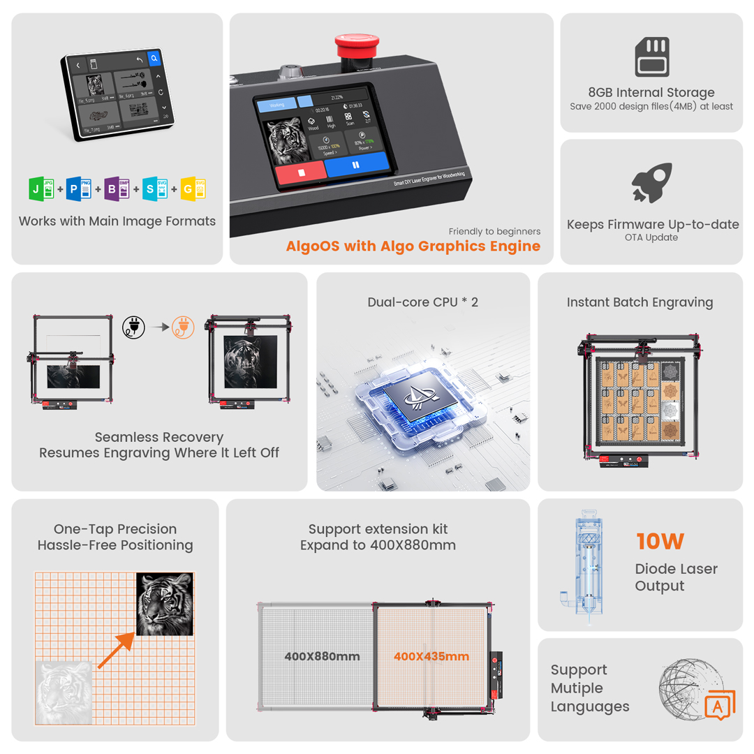 AlgoLaser DIY KIT MK2 10W Lase - مراجعة Woodworking Logos وسعره