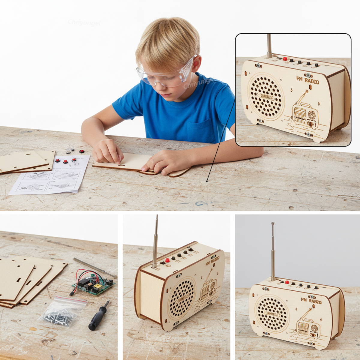 DIY Wooden Radio Kit Retro FM  - مراجعة Woodworking Kits For Kids وسعره