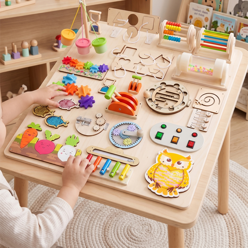 Premium Montessori Busy Board  - مراجعة Woodworking Kits For Kids وسعره