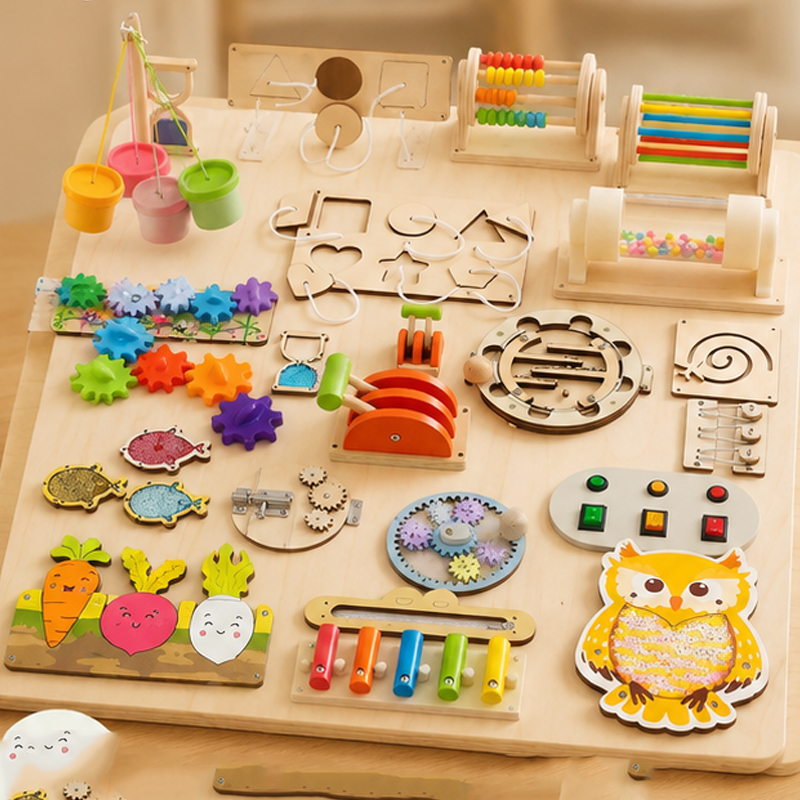 Premium Montessori Busy Board  - مراجعة Woodworking Kits For Kids وسعره